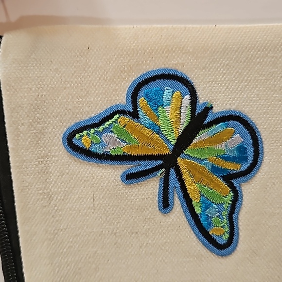 Hand Crafted makeup bag Canvas Pencil case Iron applique Handmade Travel purse - Picture 7 of 17